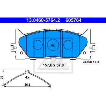 Jeu de 4 plaquettes de frein avant ATE 13.0460-5764.2