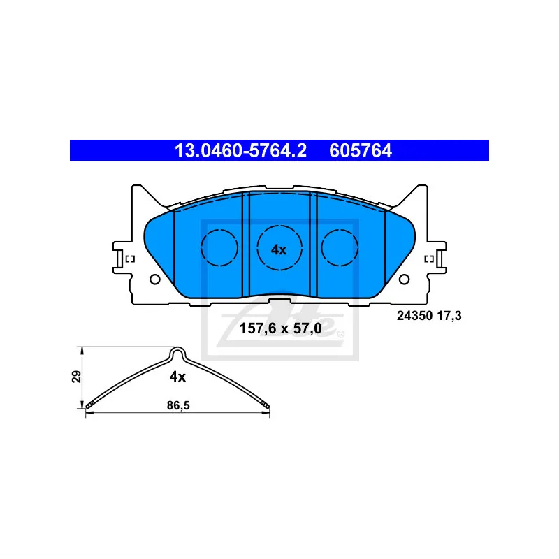 Jeu de 4 plaquettes de frein avant ATE 13.0460-5764.2