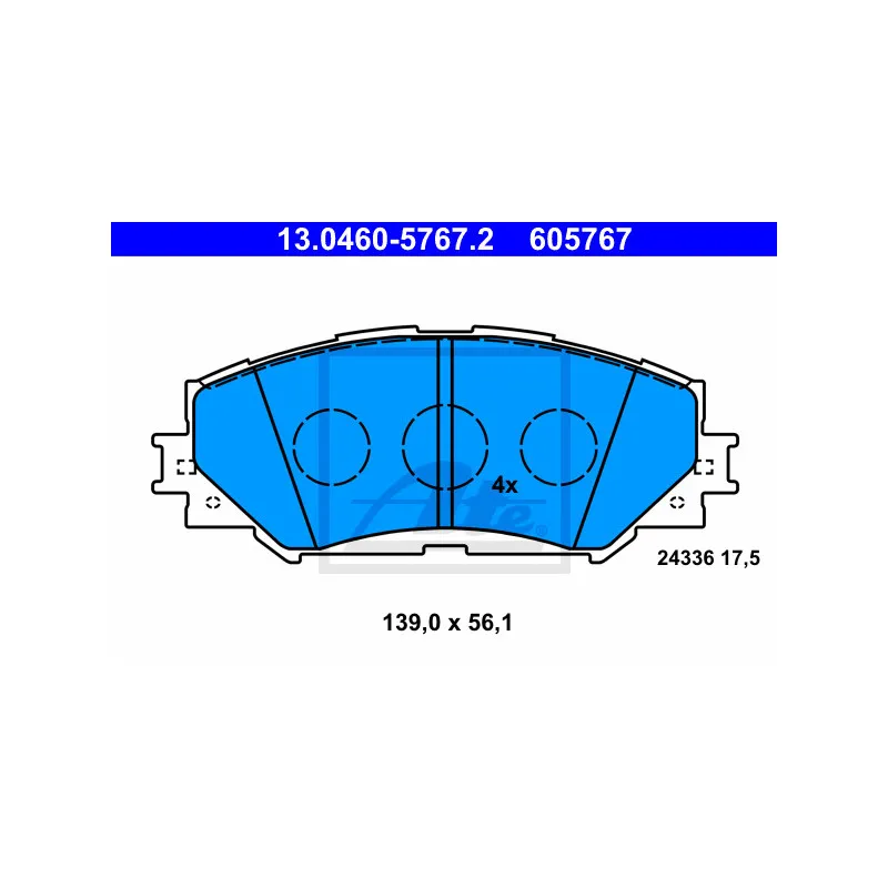 Jeu de 4 plaquettes de frein avant ATE 13.0460-5767.2