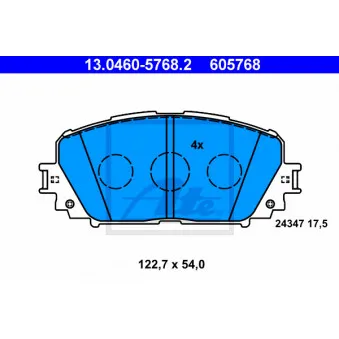 Jeu de 4 plaquettes de frein avant ATE 13.0460-5768.2