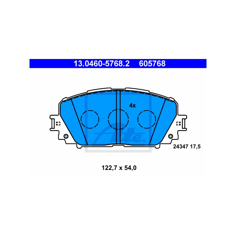 Jeu de 4 plaquettes de frein avant ATE 13.0460-5768.2