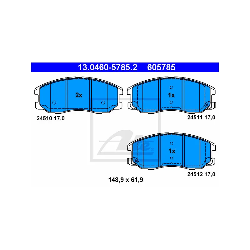 Jeu de 4 plaquettes de frein avant ATE 13.0460-5785.2