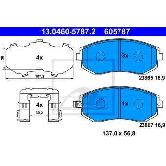Jeu de 4 plaquettes de frein avant ATE 13.0460-5787.2