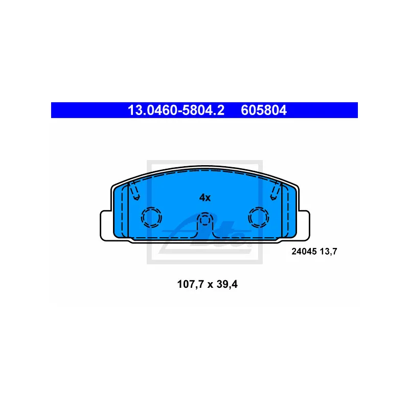 Jeu de 4 plaquettes de frein arrière ATE 13.0460-5804.2