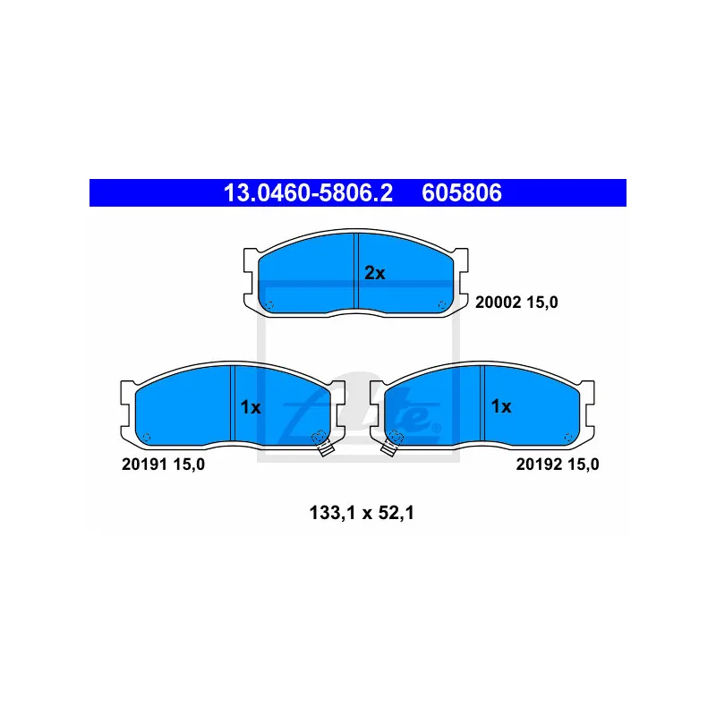 Jeu de 4 plaquettes de frein avant ATE 13.0460-5806.2