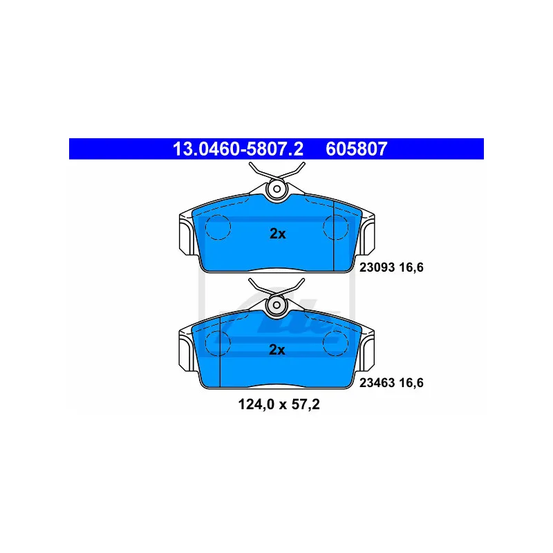Jeu de 4 plaquettes de frein avant ATE 13.0460-5807.2