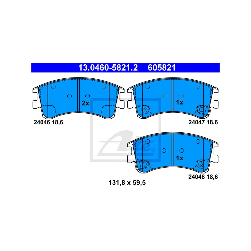 Jeu de 4 plaquettes de frein avant ATE 13.0460-5821.2