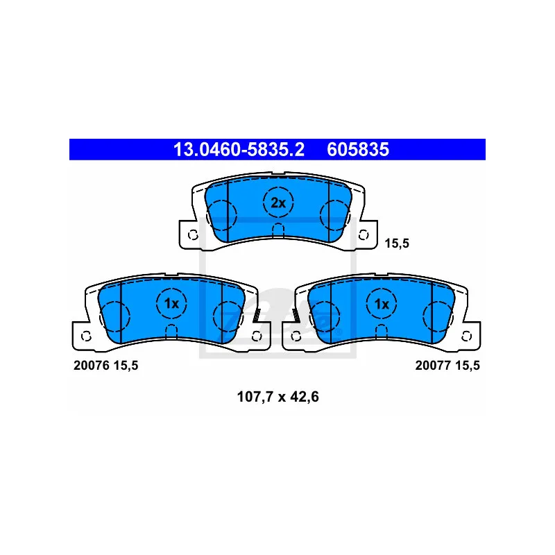 Jeu de 4 plaquettes de frein arrière ATE 13.0460-5835.2