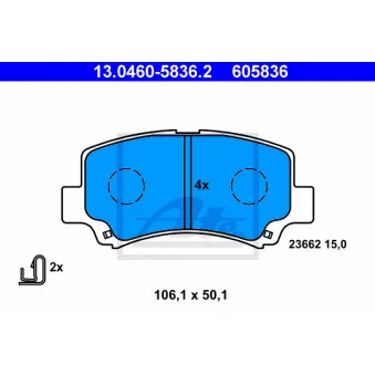 Jeu de 4 plaquettes de frein avant ATE 13.0460-5836.2