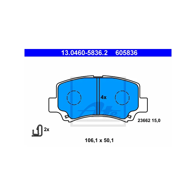 Jeu de 4 plaquettes de frein avant ATE 13.0460-5836.2