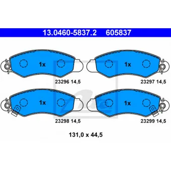 Jeu de 4 plaquettes de frein avant ATE 13.0460-5837.2
