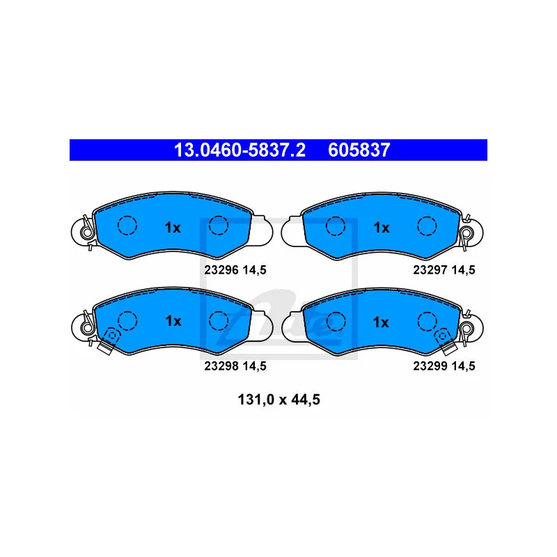 Jeu de 4 plaquettes de frein avant ATE 13.0460-5837.2