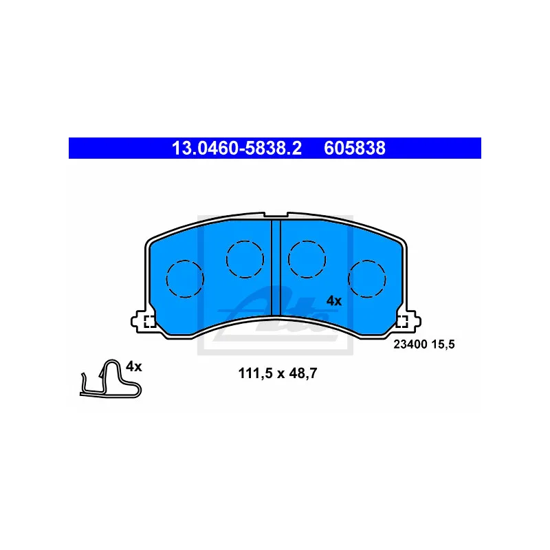 Jeu de 4 plaquettes de frein avant ATE 13.0460-5838.2