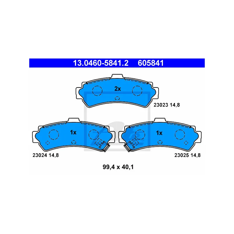 Jeu de 4 plaquettes de frein arrière ATE 13.0460-5841.2