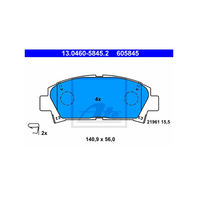 Jeu de 4 plaquettes de frein avant ATE 13.0460-5845.2