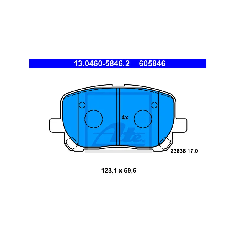 Jeu de 4 plaquettes de frein avant ATE 13.0460-5846.2