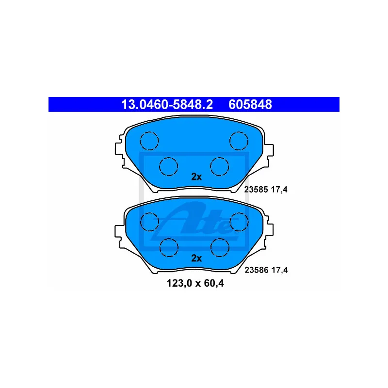 Jeu de 4 plaquettes de frein avant ATE 13.0460-5848.2