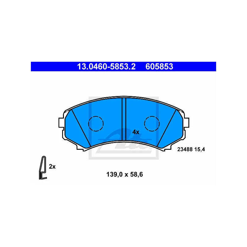 Jeu de 4 plaquettes de frein avant ATE 13.0460-5853.2