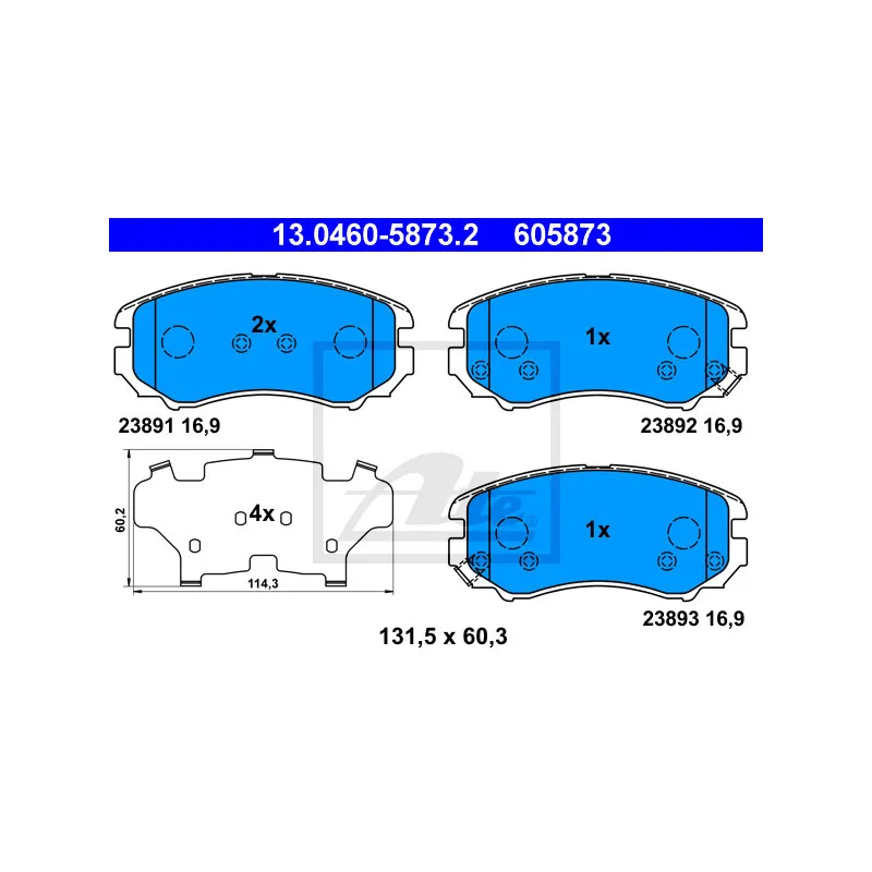 Jeu de 4 plaquettes de frein avant ATE 13.0460-5873.2