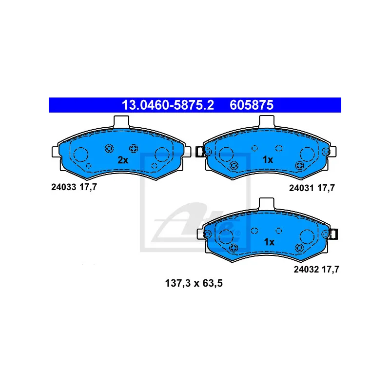 Jeu de 4 plaquettes de frein avant ATE 13.0460-5875.2