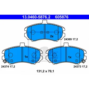 Jeu de 4 plaquettes de frein avant ATE 13.0460-5876.2