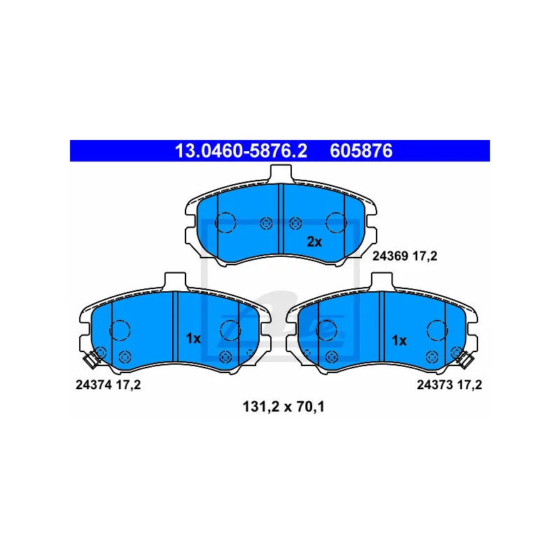 Jeu de 4 plaquettes de frein avant ATE 13.0460-5876.2