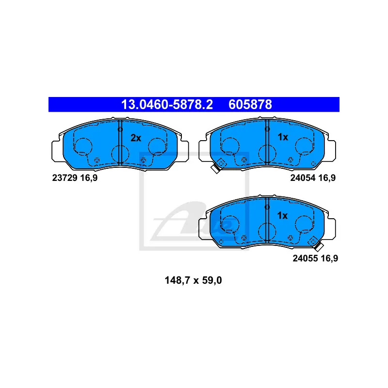 Jeu de 4 plaquettes de frein avant ATE 13.0460-5878.2