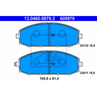 Jeu de 4 plaquettes de frein avant ATE 13.0460-5879.2