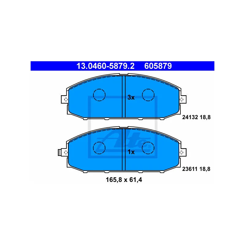 Jeu de 4 plaquettes de frein avant ATE 13.0460-5879.2