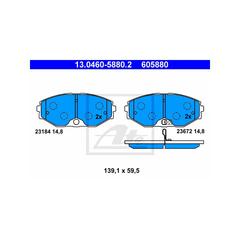 Jeu de 4 plaquettes de frein avant ATE 13.0460-5880.2
