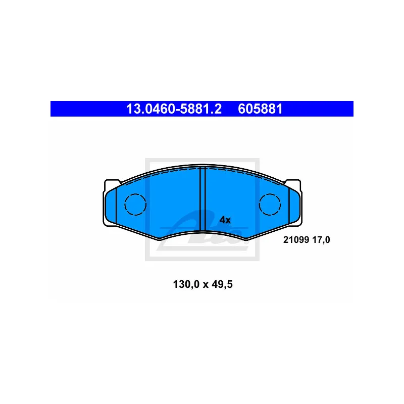 Jeu de 4 plaquettes de frein avant ATE 13.0460-5881.2