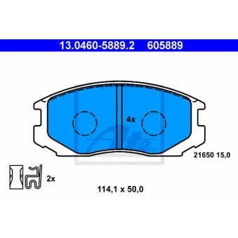 Jeu de 4 plaquettes de frein avant ATE 13.0460-5889.2