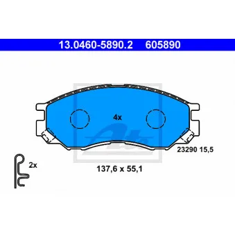 Jeu de 4 plaquettes de frein avant ATE 13.0460-5890.2