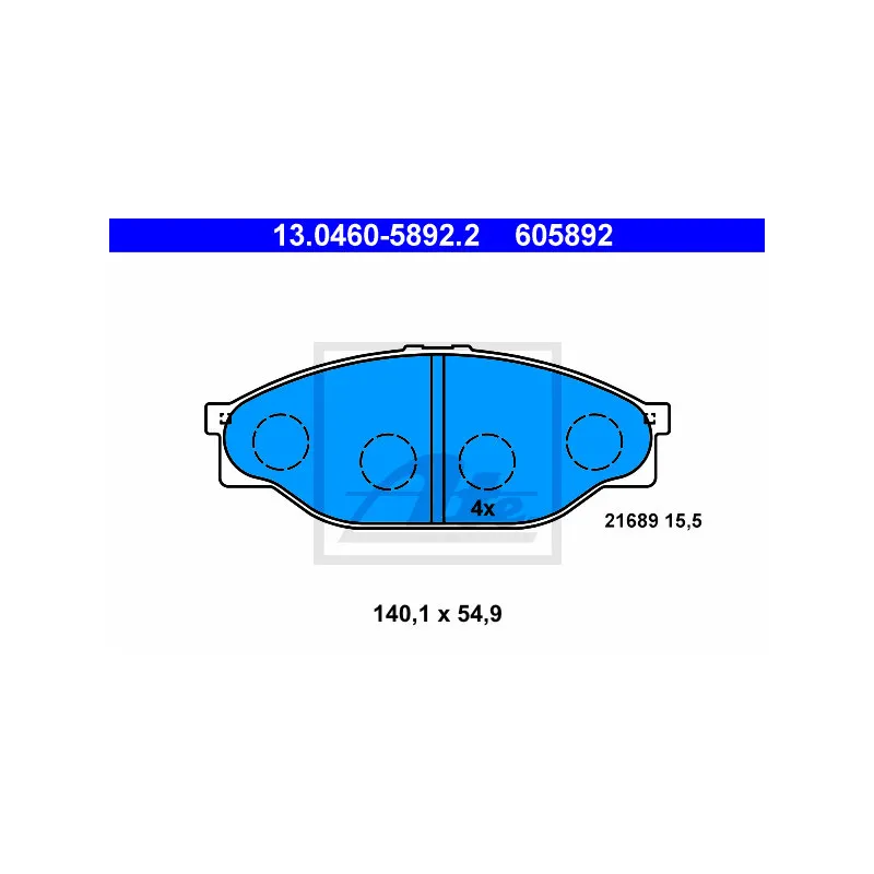 Jeu de 4 plaquettes de frein avant ATE 13.0460-5892.2