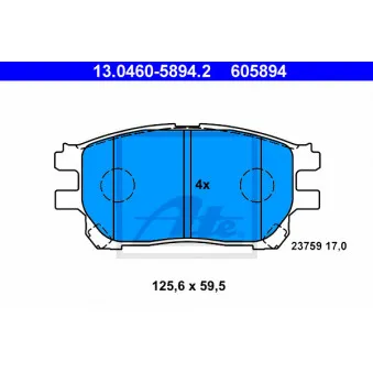 Jeu de 4 plaquettes de frein avant ATE 13.0460-5894.2