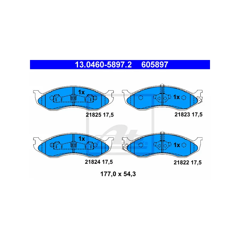 Jeu de 4 plaquettes de frein avant ATE 13.0460-5897.2