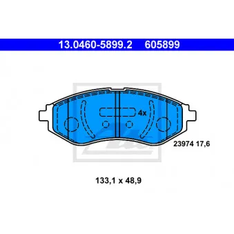 Jeu de 4 plaquettes de frein avant ATE 13.0460-5899.2