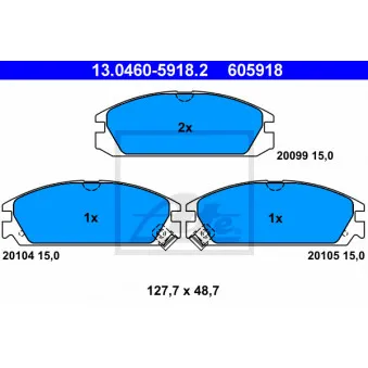 Jeu de 4 plaquettes de frein avant ATE 13.0460-5918.2