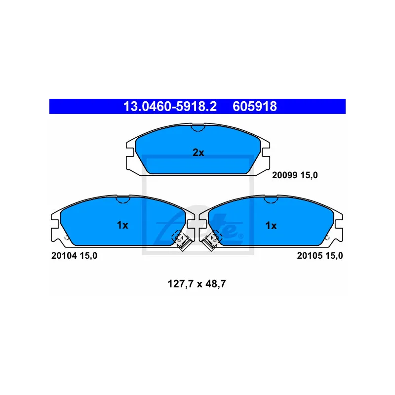 Jeu de 4 plaquettes de frein avant ATE 13.0460-5918.2