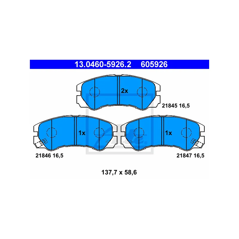 Jeu de 4 plaquettes de frein avant ATE 13.0460-5926.2