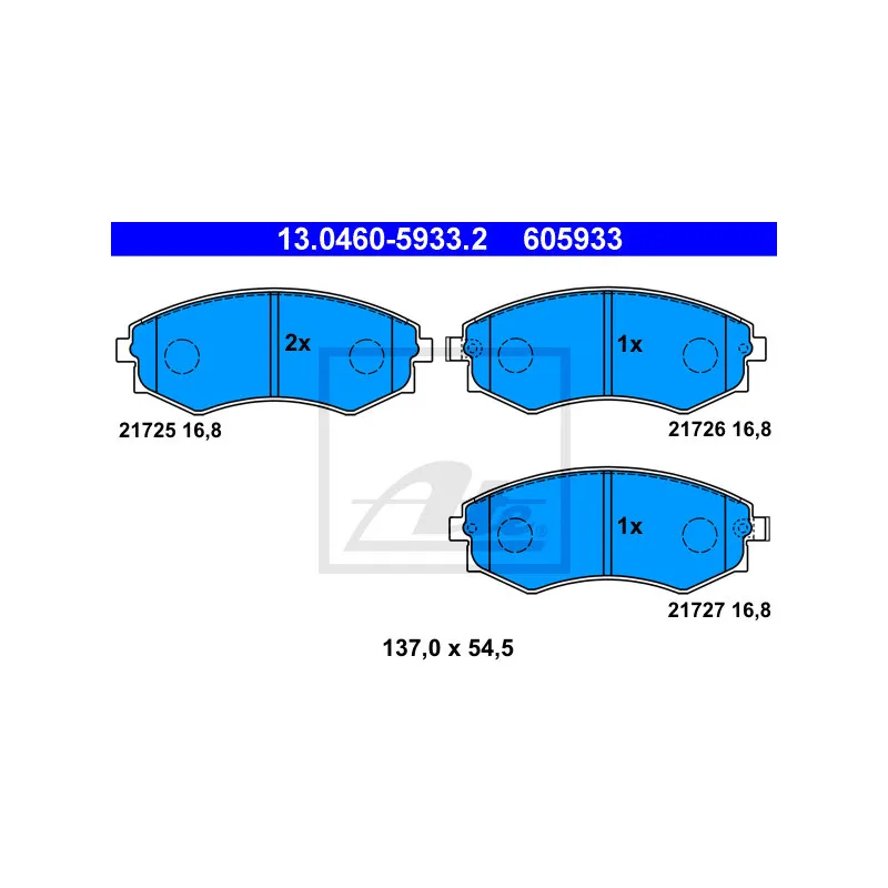 Jeu de 4 plaquettes de frein avant ATE 13.0460-5933.2