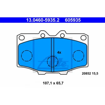 Jeu de 4 plaquettes de frein avant ATE 13.0460-5935.2