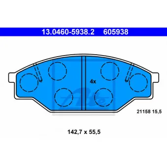 Jeu de 4 plaquettes de frein avant ATE 13.0460-5938.2