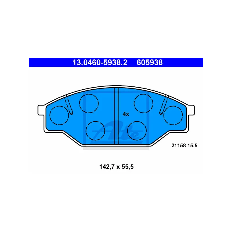 Jeu de 4 plaquettes de frein avant ATE 13.0460-5938.2