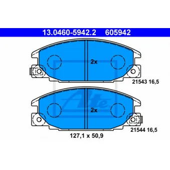 Jeu de 4 plaquettes de frein avant ATE 13.0460-5942.2
