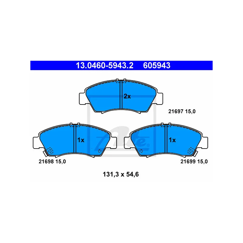 Jeu de 4 plaquettes de frein avant ATE 13.0460-5943.2