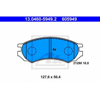 Jeu de 4 plaquettes de frein avant ATE 13.0460-5949.2