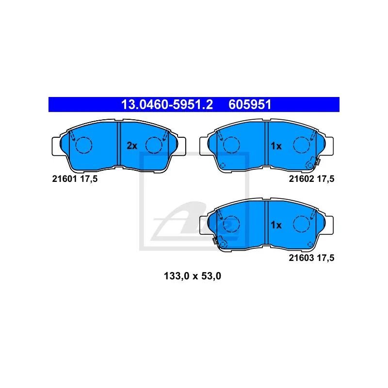 Jeu de 4 plaquettes de frein avant ATE 13.0460-5951.2
