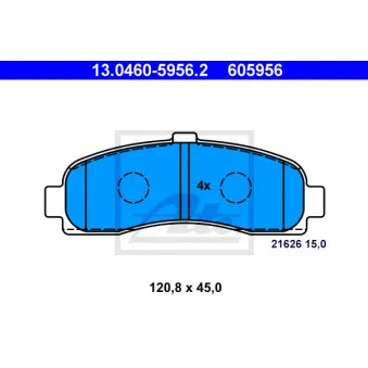 Jeu de 4 plaquettes de frein avant ATE 13.0460-5956.2