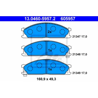 Jeu de 4 plaquettes de frein avant ATE 13.0460-5957.2